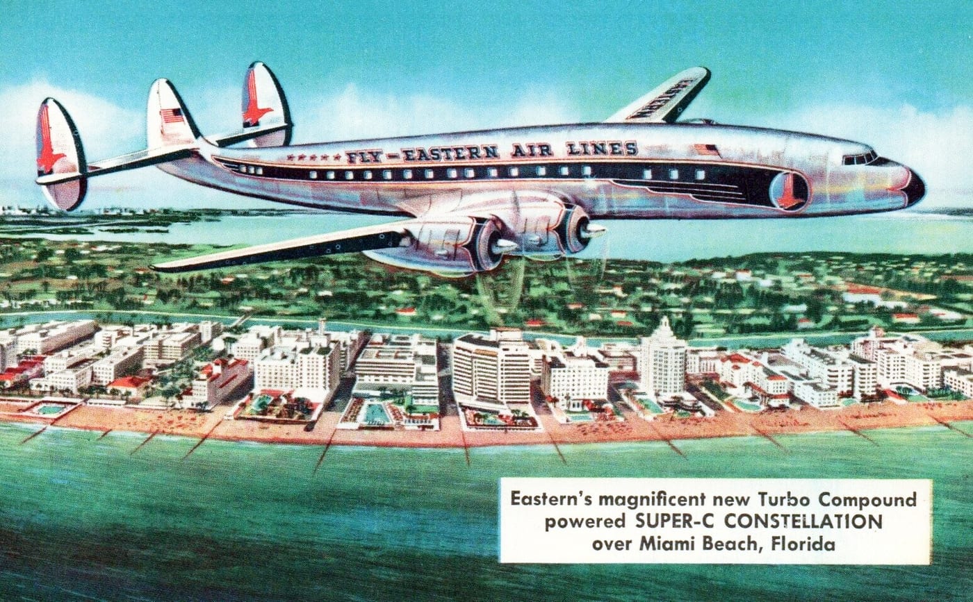 Eastern Airlines Super-C Constellation over Miami Beach